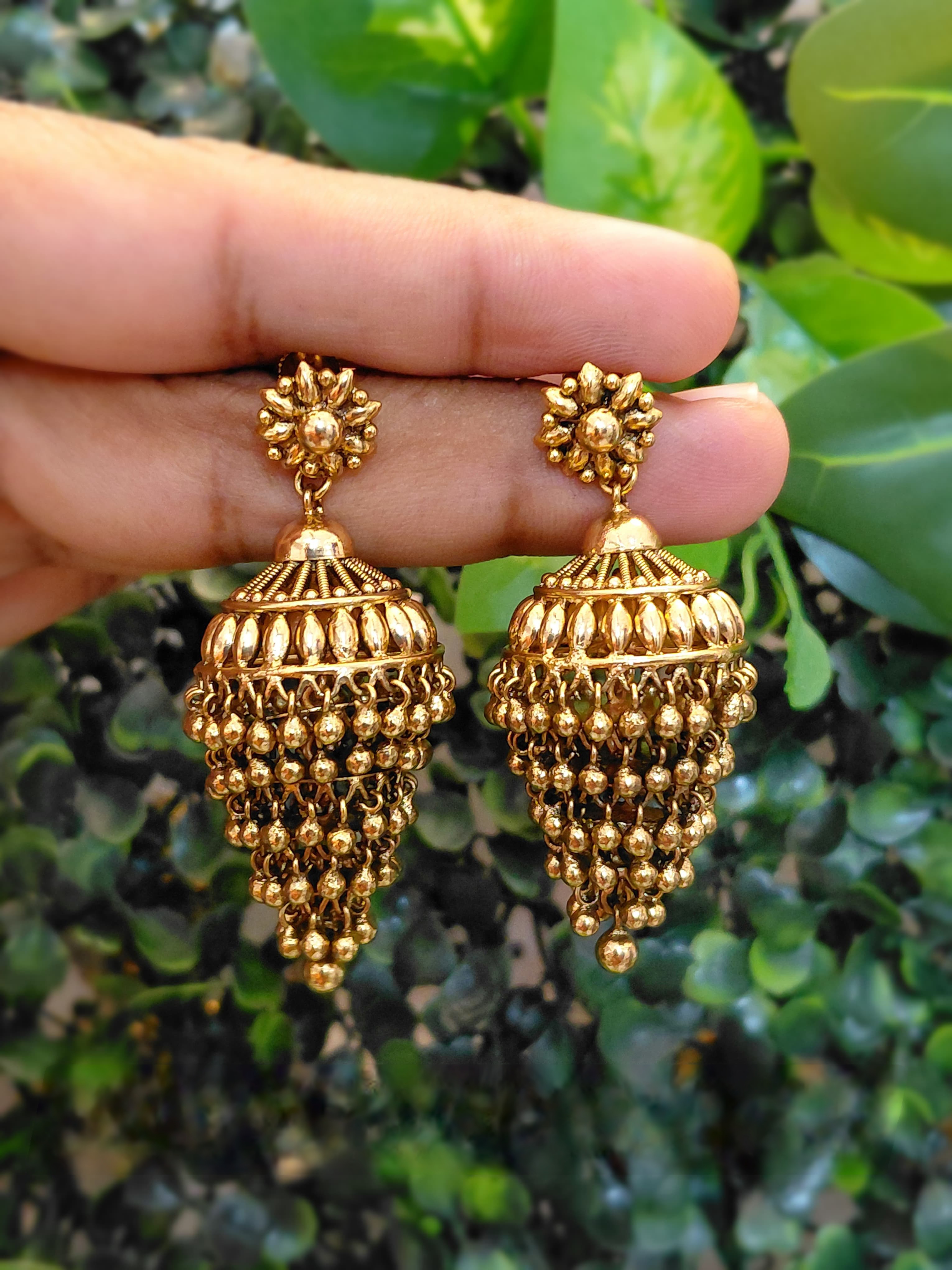 Swarnika Grape Tassel Jumkha - Antique shade